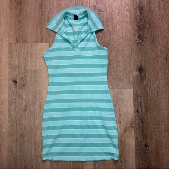 Wild FableWomen’s Green Striped Dress Size Large | Preppy Polo Collar - Picture 2 of 9